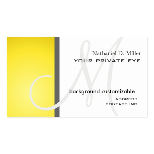 Customize this monogram/diy background color business card (back side)