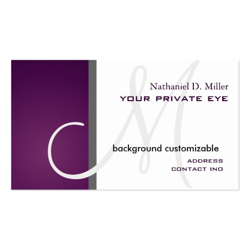Customize this monogram/DIY background color Business Card Template (back side)
