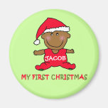 Customize This My First Christmas Design Refrigerator Magnet