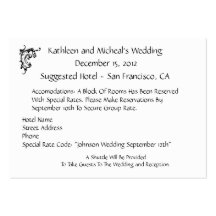 Customize Wedding Hotel Accommodation Insert Card Business Card
