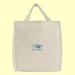Customize - Winter Blue Rose Swirly Border embroidered bags