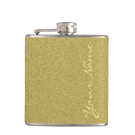 Customize With Name - Trendy Glitter Gold Hip Flask
