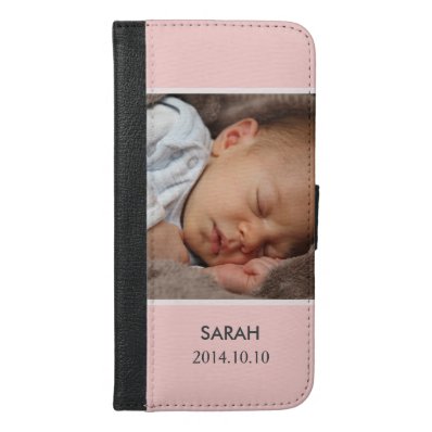 Customize with Your Girl Baby Photo - Pink Stylish iPhone 6/6S Plus Wallet Case