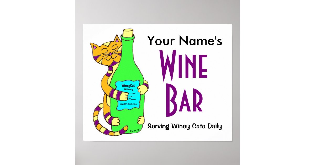 Customize with your name Wine Bar Poster Zazzle