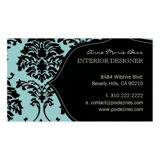 Customize your background, Black and white Damask Business Card Template (back side)
