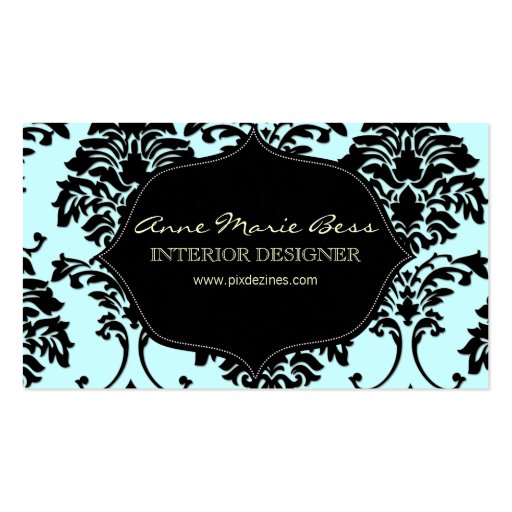 Customize your background, Black and white Damask Business Card Template (front side)
