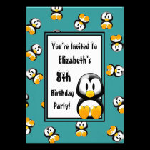 Customize Your Color Penguin Theme Birthday Party invitations