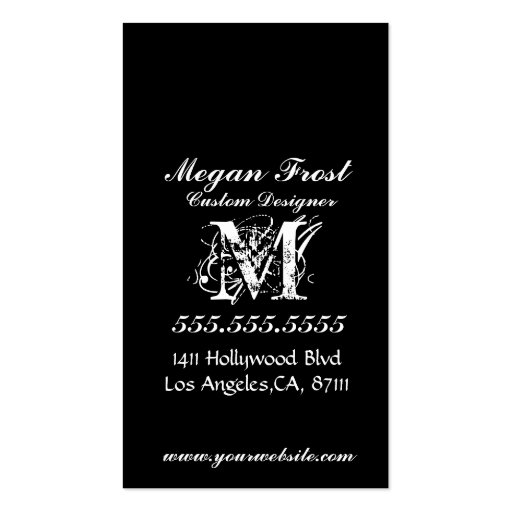 customize your monogram business card templates (back side)