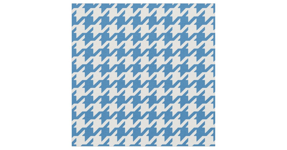 Customize your own blue white houndstooth pattern fabric Zazzle