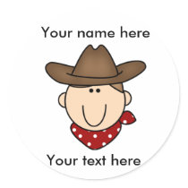 Customize Yourself Brown Cowboy stickers by toddlersplace Customize Yourself Brown Cowboy stickers