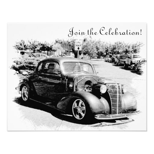 Customizeable Antique Car Retirement Party Invite (front side)