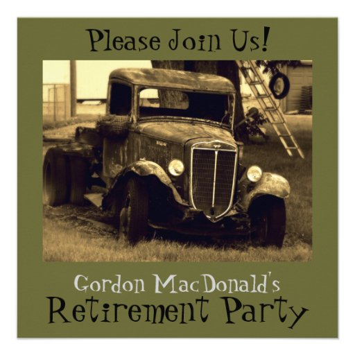 CustomizeableAntique Truck Retirement Party Invite