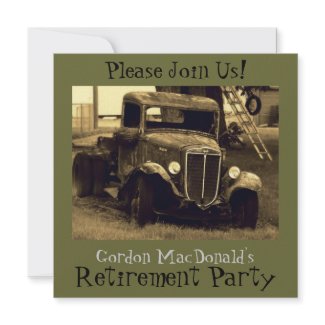 CustomizeableAntique Truck Retirement Party Invite invitation