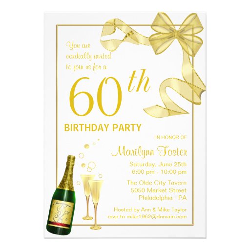 Customized 60th Birthday Party Invitations