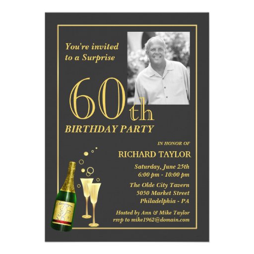 Customized 60th Birthday Party Invitations (front side)