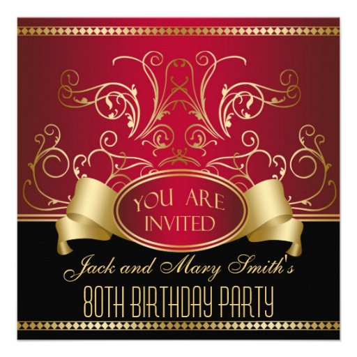 Customized 80th Birthday Party Invitation (front side)
