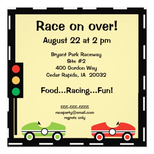 Customized Animal Racers Birthday Invites