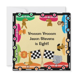 Customized Animal Racers Birthday Invites invitation