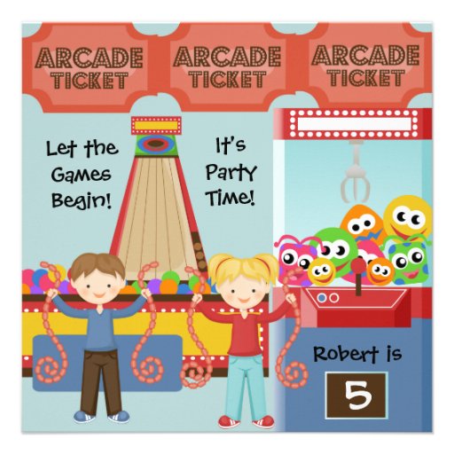 Customized Arcade Birthday Party Invitation
