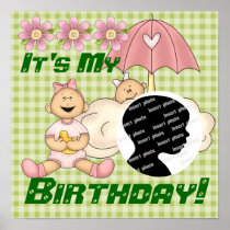 Customized Baby Girl Birthday Poster posters