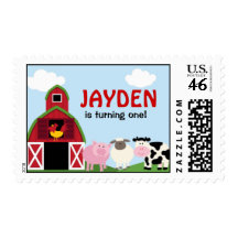 Customized Barnyard Birthday Stamp