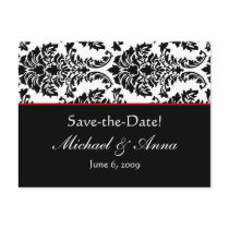 Customized Baroque Black & Red Save The Date postcards by TheWeddingShoppe Customized Baroque Black & Red Save The Date postcards