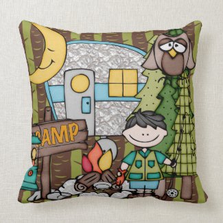 Customized Black Haired Boy Camping Pillow