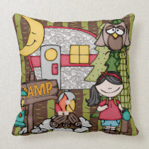Customized Black Haired Girl Camping Pillow pillows