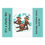 Customized Boy Sock Monkey 5x7 Invitations