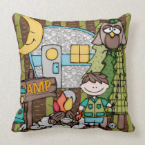 Customized Brown Haired Boy Camping Pillow pillows