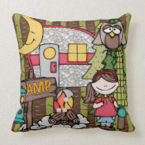 Customized Brown Haired Girl Camping Pillow pillows