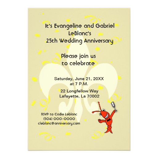 Customized Cajun Crawfish Anniversary Party Invite