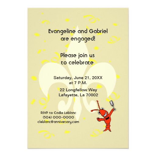 Customized Cajun Crawfish Engagement Party Personalized Invites