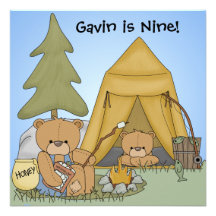 Customized Camping Birthday Invites