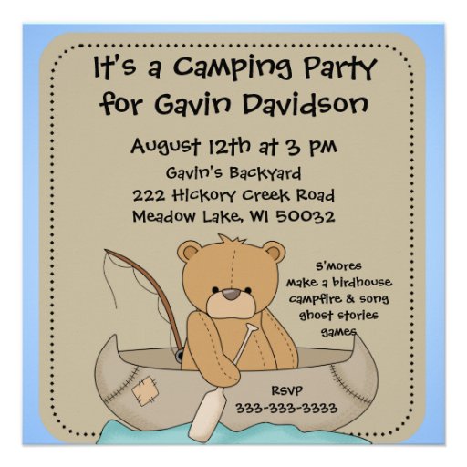Customized Camping Birthday Invites