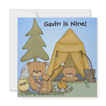 Customized Camping Birthday Invites