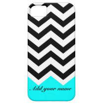 Customized Chevron Black turquoise with name iPhone 5 Case