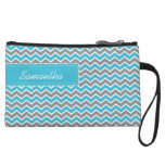 Customized CHEVRON PATTERN Bagettes Bag (aqua) Wristlet Purses