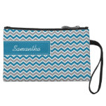 Customized CHEVRON PATTERN Bagettes Bag (blue) Wristlet Clutch