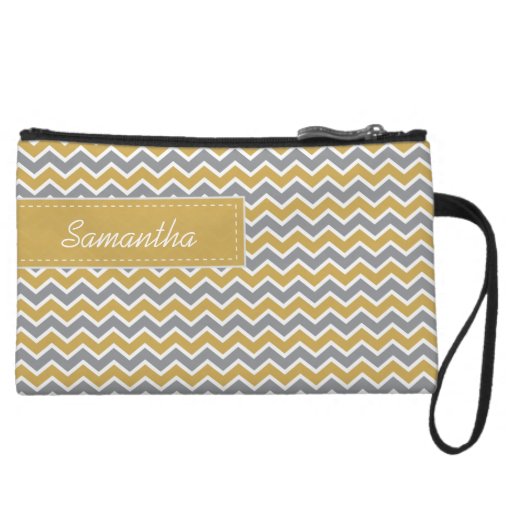 Customized CHEVRON PATTERN Bagettes Bag (gold) Wristlets
