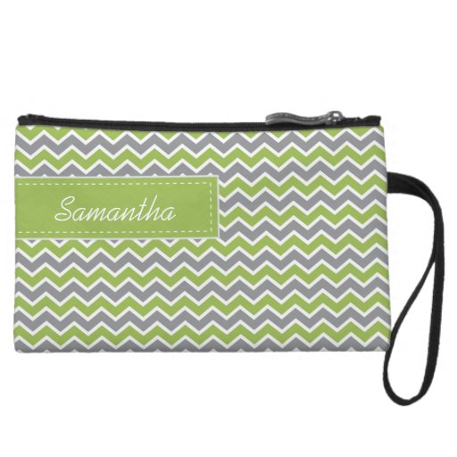 Customized CHEVRON PATTERN Bagettes Bag (lime) Wristlet