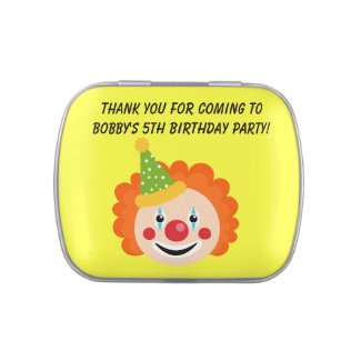 Customized Clown Birthday Candy Tins and Jars