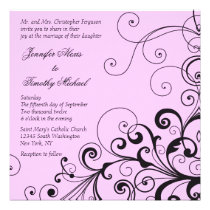 Customized color black swirls wedding invitation