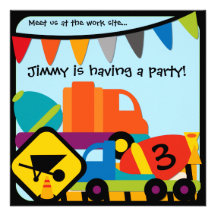 Customized Construction Birthday Invitation