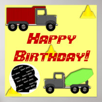 Customized Construction Birthday Poster posters