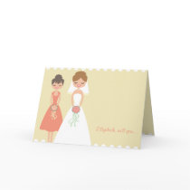 Customized Coral-Cream Be My Bridesmaid Cards cards