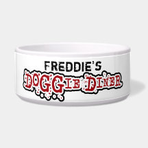 Customized Doggie Diner Dog Dish Dog Food Bowl