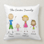 Customized Family Stick Figure Pillow