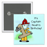 Customized Firefighter 1st Birthday Button