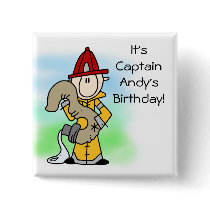 Customized Firefighter 3rd Birthday Button